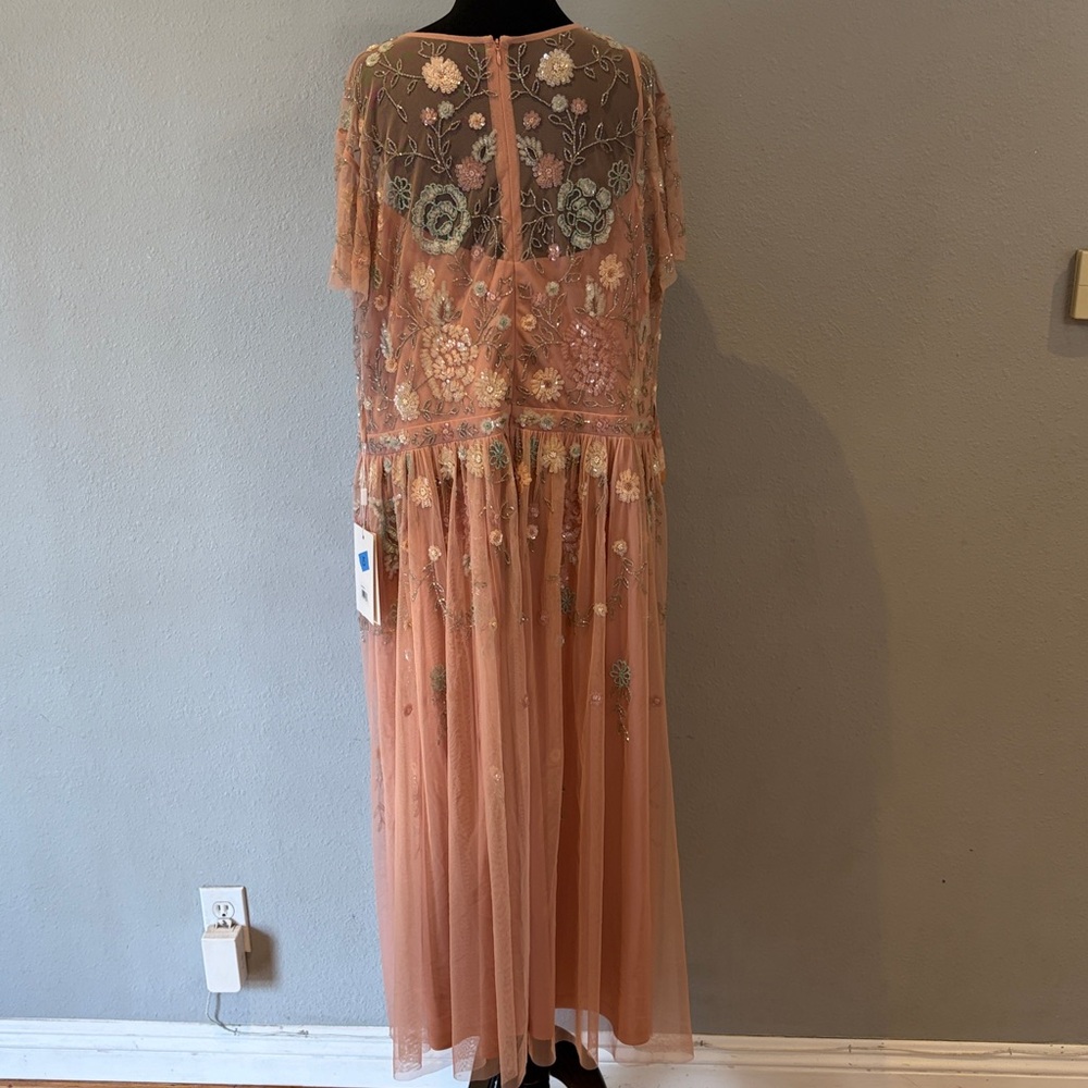 Mac Duggal 9134 Embellished Illusion High Neck Butterfly Sleeve Midi Dress NWT - Picture 8 of 16